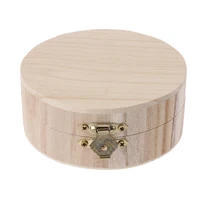 10*10*4.5cm Mini Round Wooden Storage Box Handmade Flip Cover Jewelry Organizer Box Vintage Wood Crafts 1