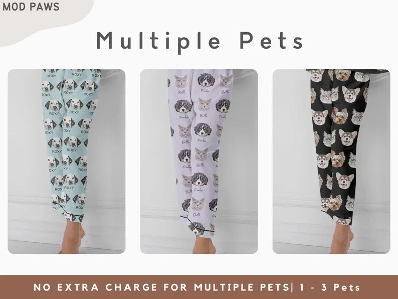 Pet Pajamas Using Pet Photo + Name Personalized Dog Pajamas Cat Pyjamas Dog Pjs Cat for Women Puppy Pants pajama pants