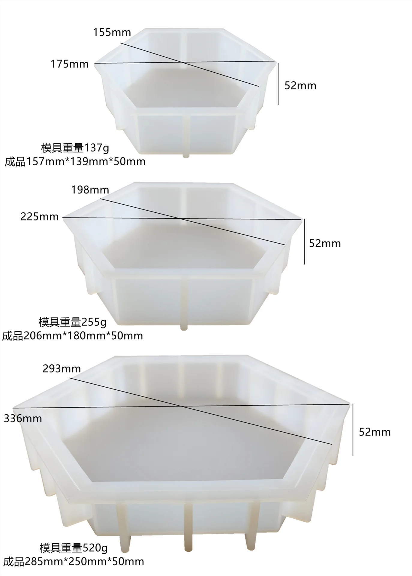 DIY Geometry Large Cube Specimen Love Epoxy Resin Mold Round Rectangle Mirror Silicone Molds For Resin Casting Making Home Decor