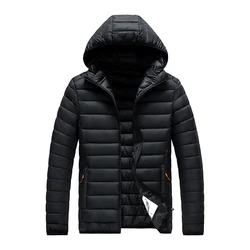 Men's 8XL Autumn Winter Waterproof Hooded Parka with Detachable Hat - XXXL 70-75KG (Black)
