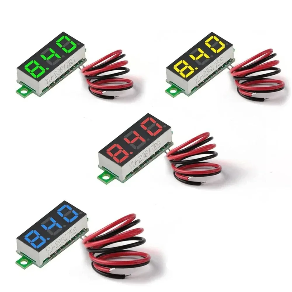 28인치 DC LED 디지털 전압계 0100V 전압 측정기 자동차 모바일 전원 전압 테스터 감지기 12V 빨강 초록 파랑 노랑