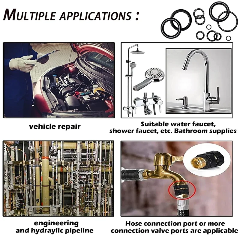 Nitrile Rubber O Ring Kit for Sealing and Repair - Oil & Heat Resistant