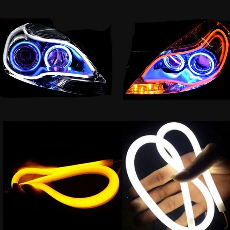 รูปสินค้า แถบไฟ LED แต่งรถ 2 ชิ้น ยืดหยุ่น 12V สัญญาณเลี้ยวกลางวัน