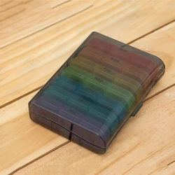 Compact 21 - Compartment Portable Pill Organizer - Black (Black colorful)
