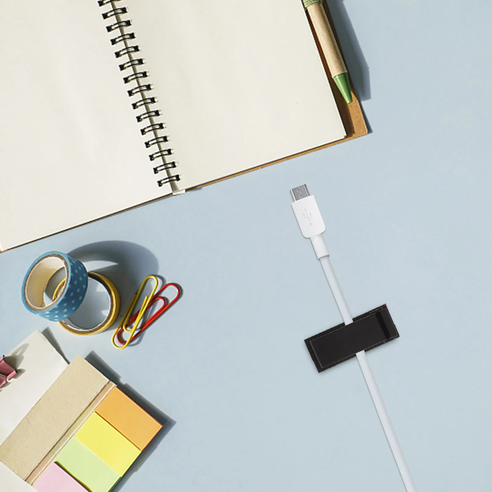 25개 플랫 케이블 클립 접착식 와이어 홀더 클램프, 책상/가정/사무실 코드 정리용, 스티커형 벽걸이 와이어 관리 클립