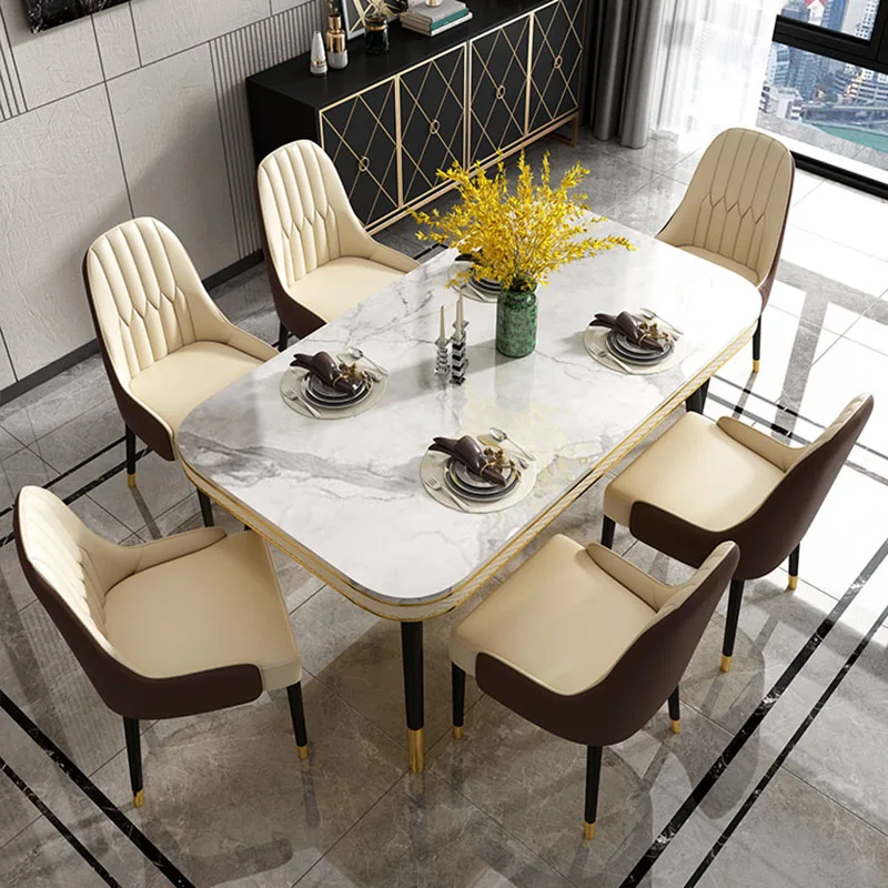 

Italian Luxury Library Dining Table Office Balcony Restaurant Modern Nordic Tables Waterproof White Mesas De Jantar Furniture