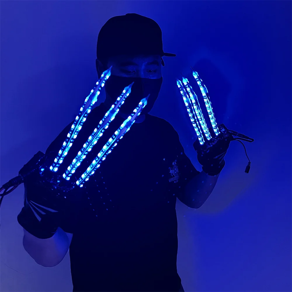 시원한 RGB 원격 LED 울버린 발 장갑, 레이저맨 쇼 안경 재킷, 성능 소품 조명 클로 장갑, 나이트 클럽 바