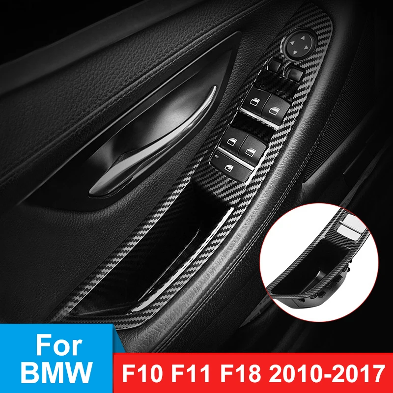 

Car Styling For BMW 5 Series F10 F11 F18 2010-2017 Carbon Fiber Car Inner Window Lift Switch Armrest Panel Door Handle Trim