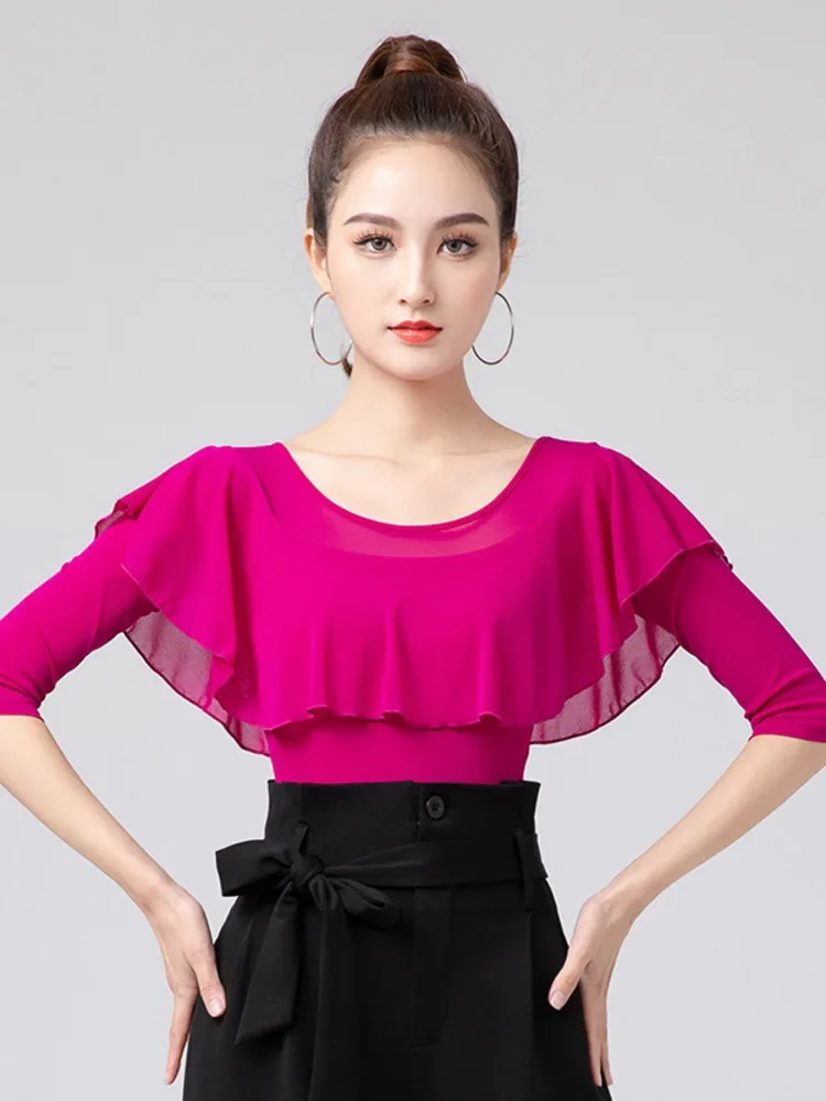 

Женский комбинезон для латиноамериканских танцев, элегантный комбинезон с оборками для обычных танцев, одежда для девушек и женщин, LU60