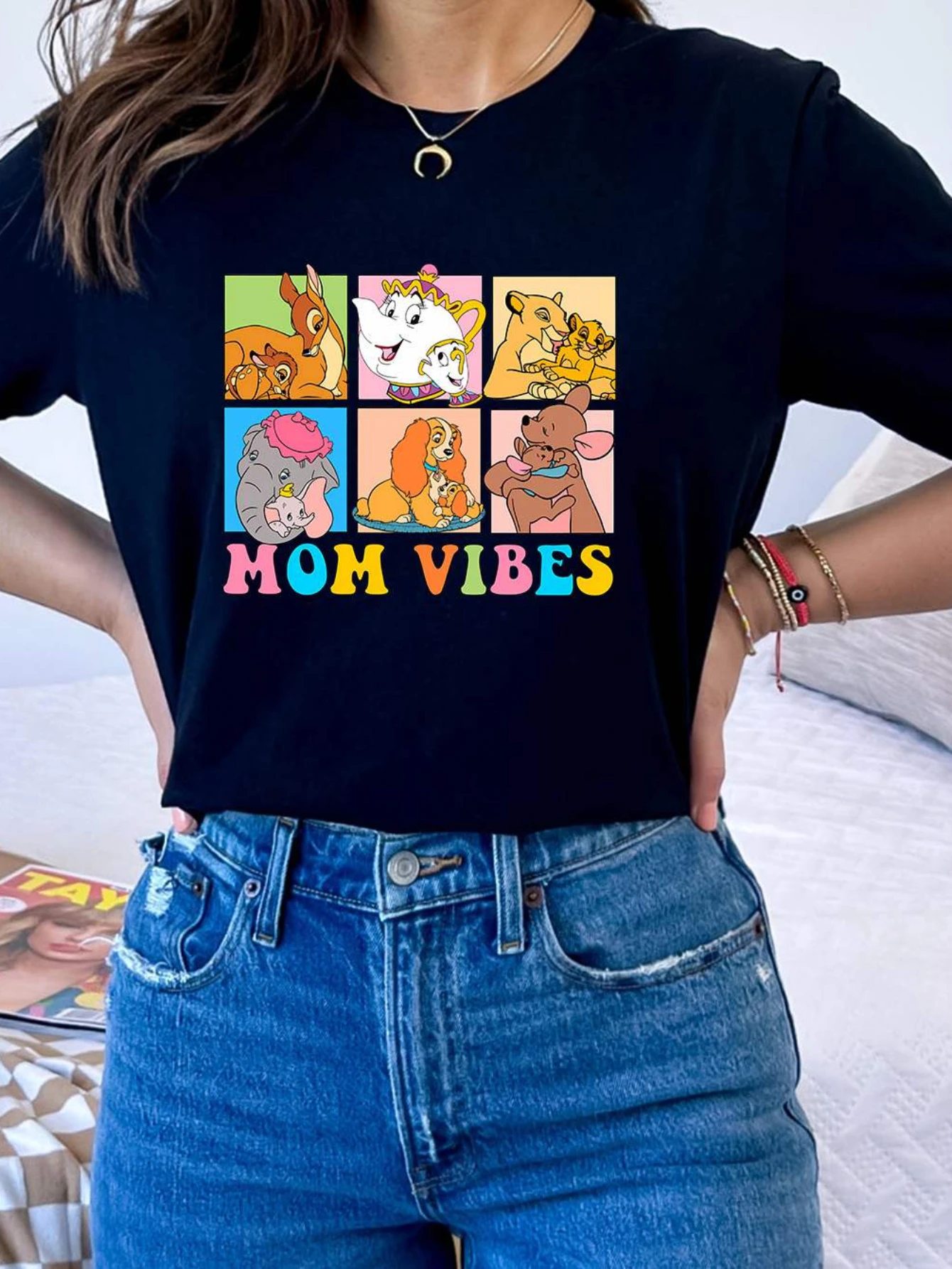 

Colorful Letter Print Crew Neck T-shirt, Casual Short Sleeve Top For Spring & Summer, Women's Clothing