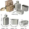 Outdoor Camping Hiking Picnic Four-piece Set Of Wild Survival Kettle Storage Box Lunch Portable Trekking BBQ Pure Titanium Gear 1