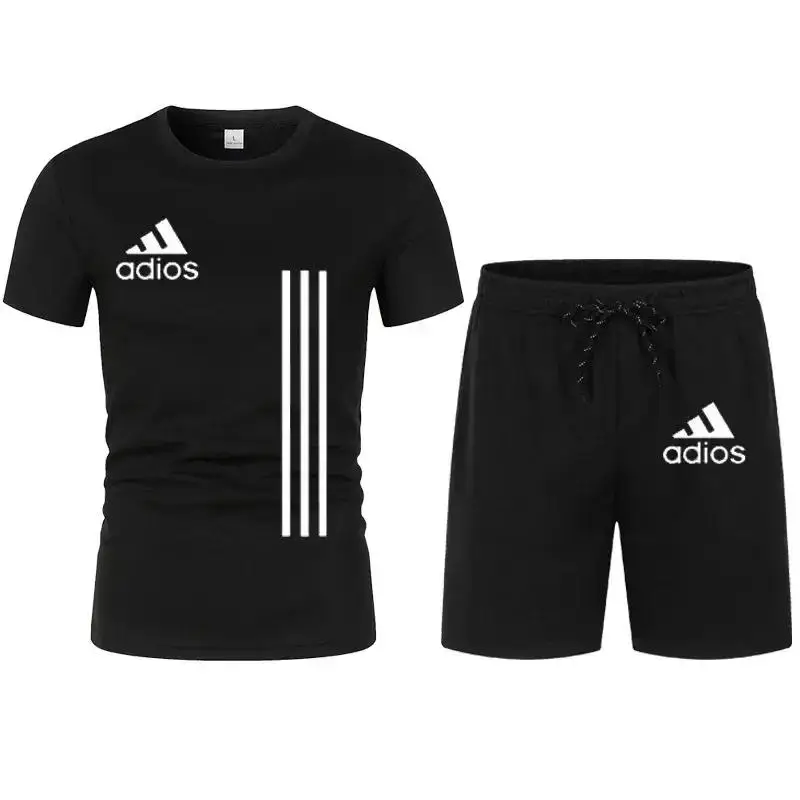 

Men's T-shirt and fitness equipment short sleeve, sportswear, casual fashion, summer, 2 pieces
