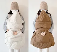 Korean Baby Hooded Cloak Cape Windproof Stroller Blanket Thicken Warmer Cartoon Bear Rabbit Baby Quilt 1