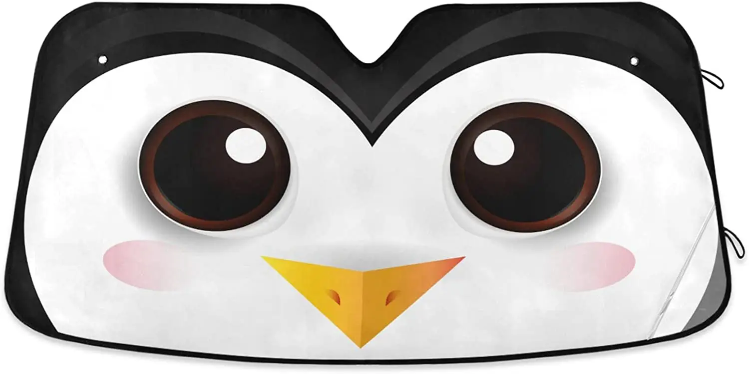 

Qilmy Penguin Eye Car Windshield Sunshade Foldable UV Sun Visor Protector Automotive Sun Shade, 55 x 27.6 Inch