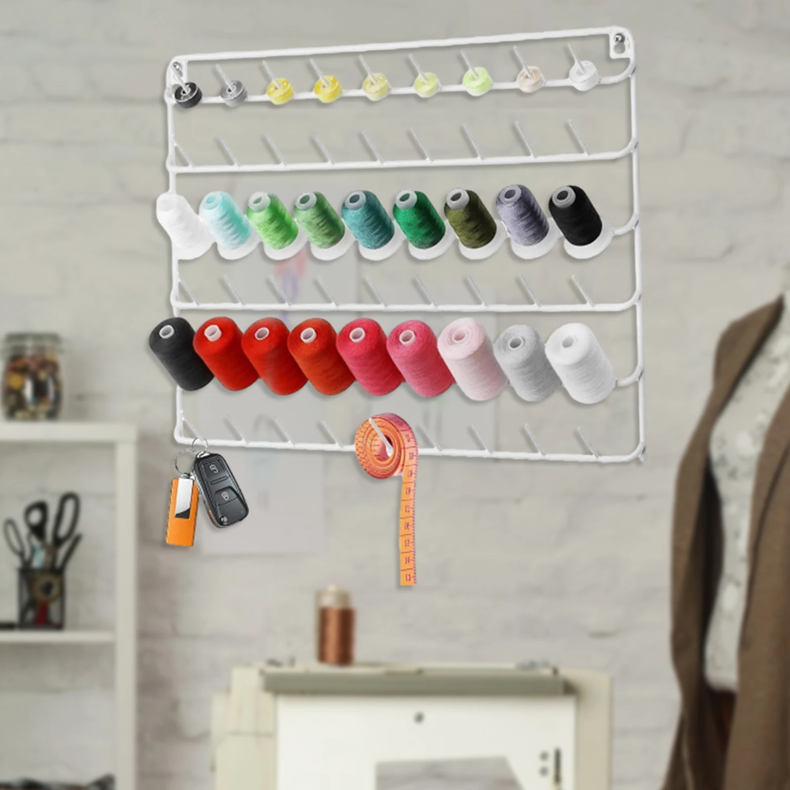 Yarn Holder Embroidery Floss Organizer Thread Holder Wall Mounted Embroidery Thread Rack Sewing Organizer Spool Holder for Braid Knitting Quilting Jewelry