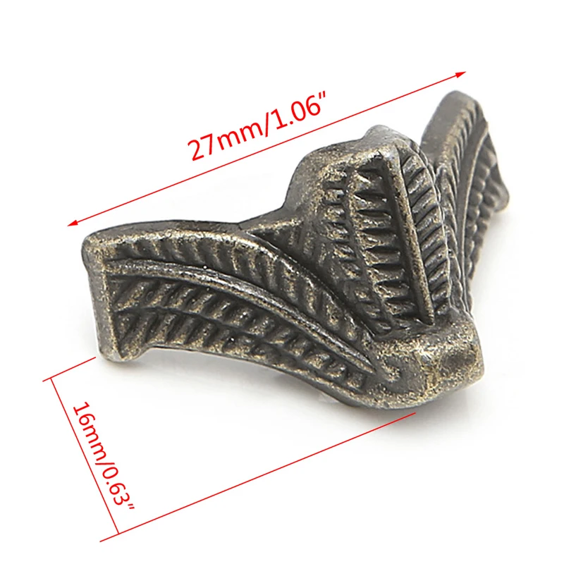 Y1UU 4x Pudełko na biżuterię stylu vintage Drewniane na etui Dekoracyjne nóżki na nogi Metalowe zabezpieczenie narożne