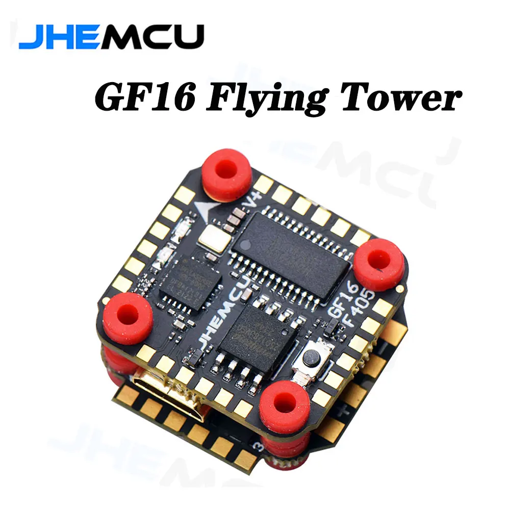 

Контроллер полета JHEMCU 16X16mm GF16 2-4S Stack MPU6000 F405 Baro OSD BlackBox BLHELIS 13A 4 в 1 ESC для зубочисток, гоночного дрона