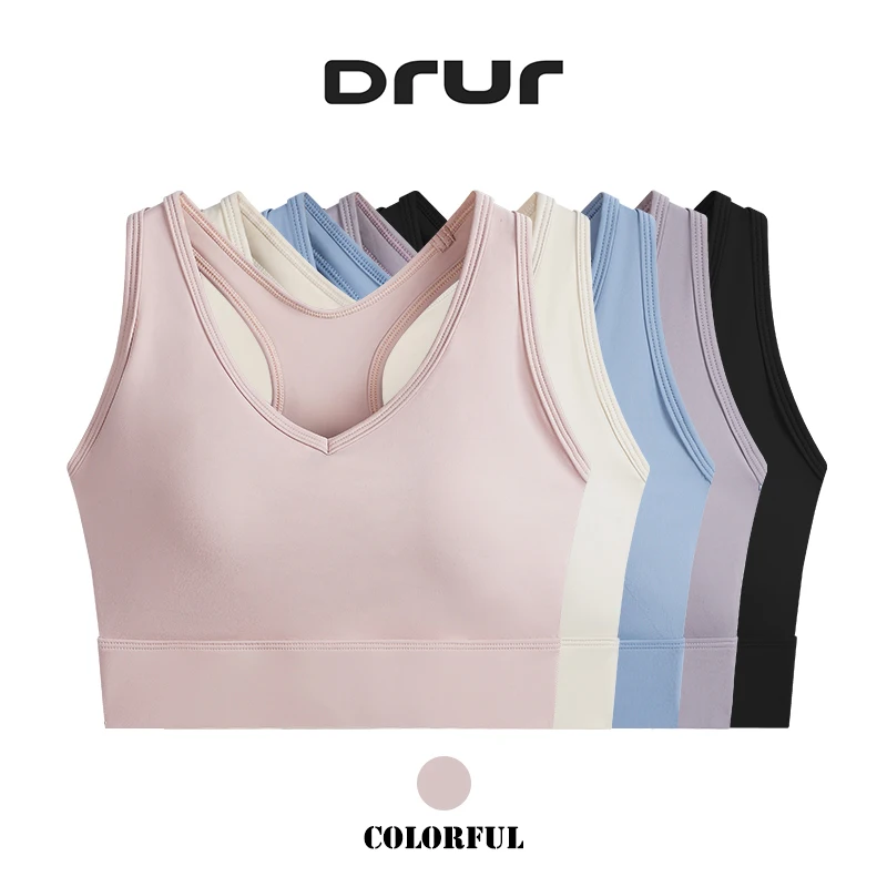 DRUR سترة رياضية علوية للنساء ملابس رياضية مقاومة للصدمات حمالة صدر لليوجا مع وسادة ملابس داخلية للتمرين سريعة الجفاف حمالة صدر للجري للسيدات جديدة