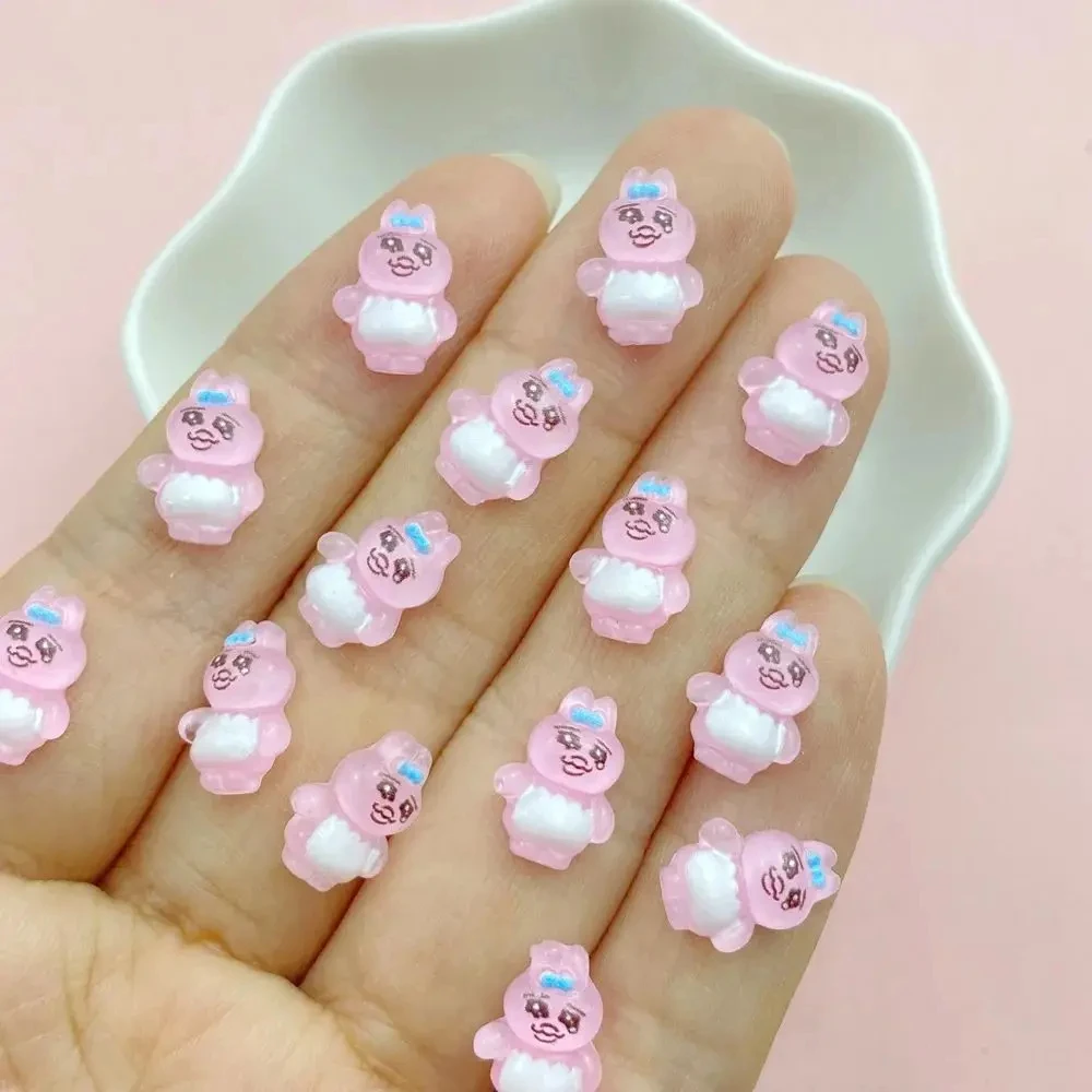 50 Stück neue süße Harz Mini Cartoon Traurigkeit Kaninchen, Hund Serie flache Rückseite Maniküre Teile Verzierungen für Haarschleifen – Detail 1