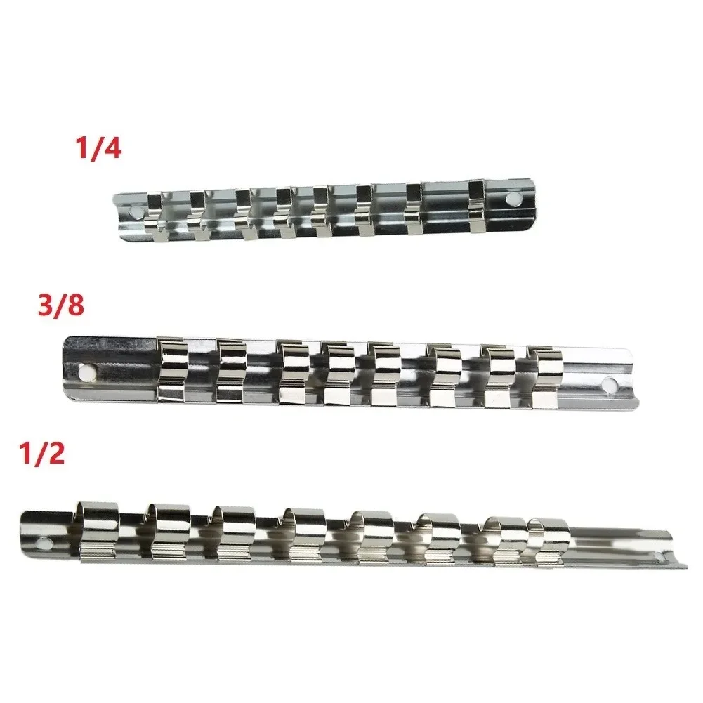 1 Pc Socket Storage Rack 1/4 3/8 1/2 Inch With 8 Clips On Rail Tool Organizer Storage For Any Home Or Industrial Garage 6
