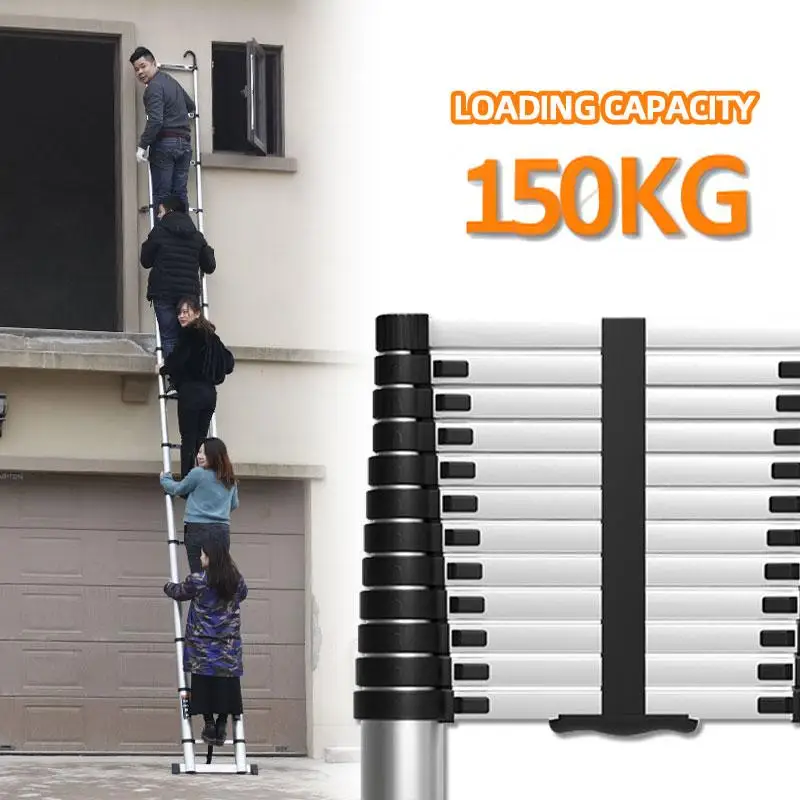 Telescopic ladder showing stabilizer components