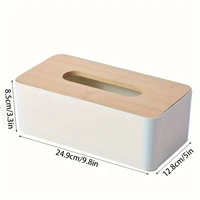 1pc Luxurious Bamboo Rectangular Tissue Box Cover - Waterproof, Elegant Holder for Disposable Paper Facial Tissues - Perfect for 2