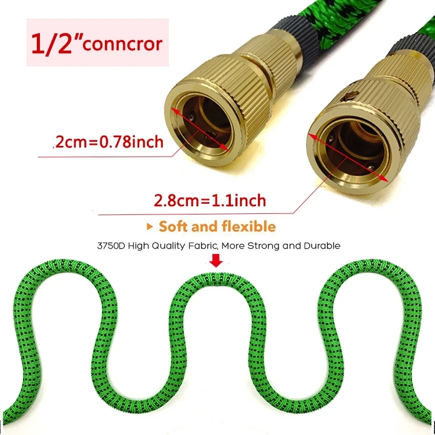Garden Water Hose Expandable Magic Water Pipes Double Metal Connector Pvc Reel for Garden Farm Irrigation Car Wash