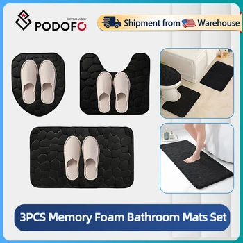 Podofo 3pcs Non-Slip Foam Bathroom Mats Set 1