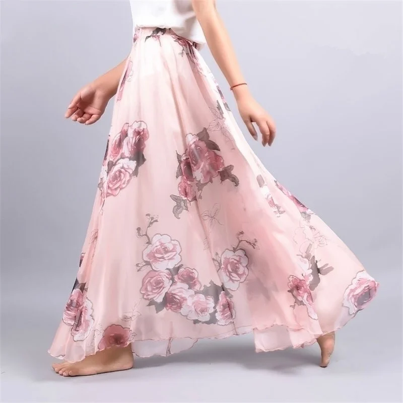 Summer 2023 Loose Skirts European and American Retro Beach Skirts Bohemian Skirts Tencel Printed Long Skirt Women 30sheets bronzing foil stickers pink color card dense forest european handbook american retro sticky notes stationery 100 65mm