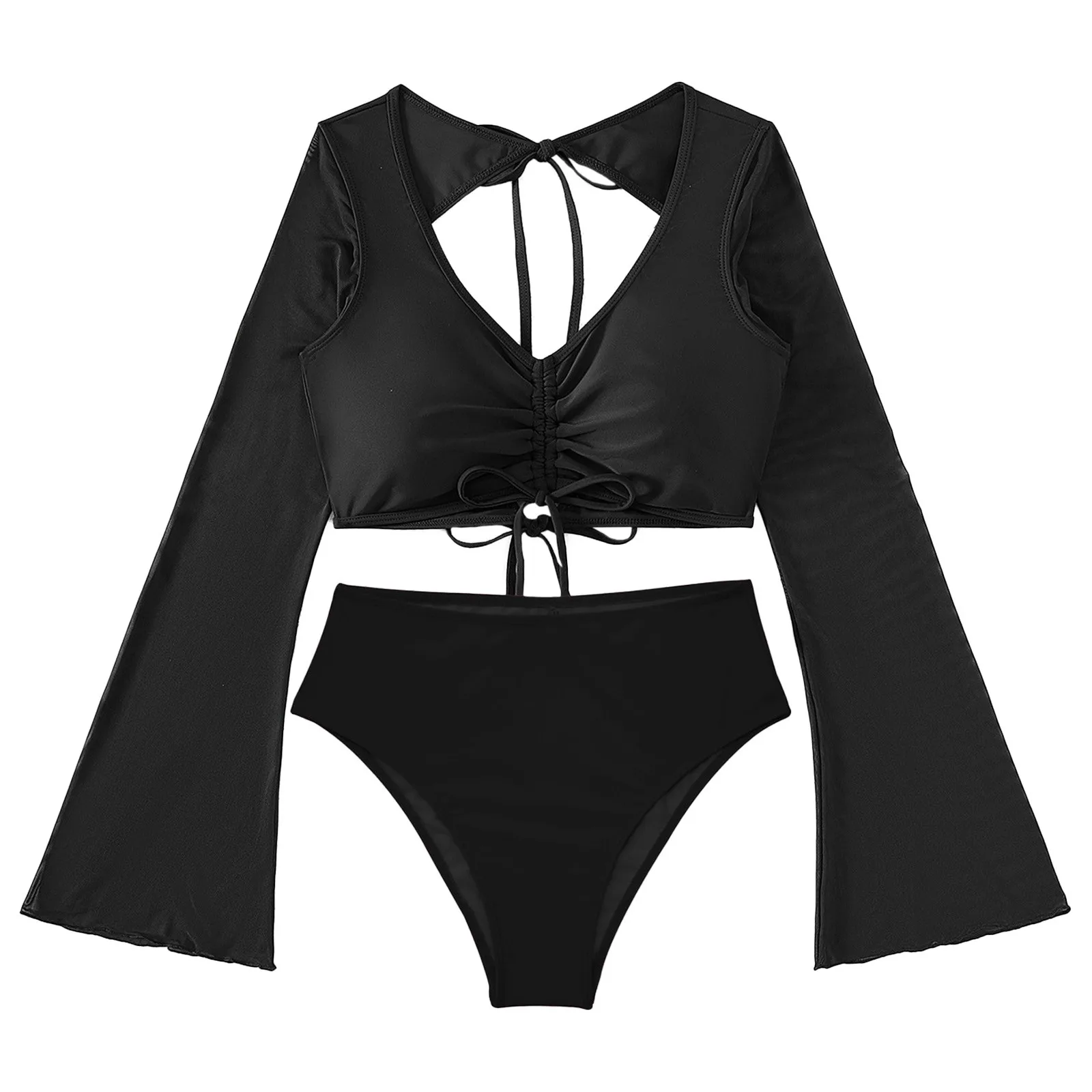 Costume Da Bagno Bikini Con Spacco A Maniche Lunghe Sexy Da Donna, Bikini, Pantaloncini Da Bagno Per Adolescenti Per Ragazzi
