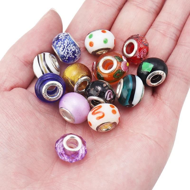 20pcs Colorful charm beads fit European Bracelet DIY beaded for jewelry 