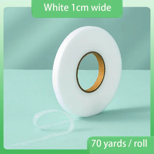 70 Yard White Double Sided Sewing Accessory Adhesive Tape Cloth Apparel Fusible Interlining DIY Accessories Patchwork Lining Fab white 1cm
