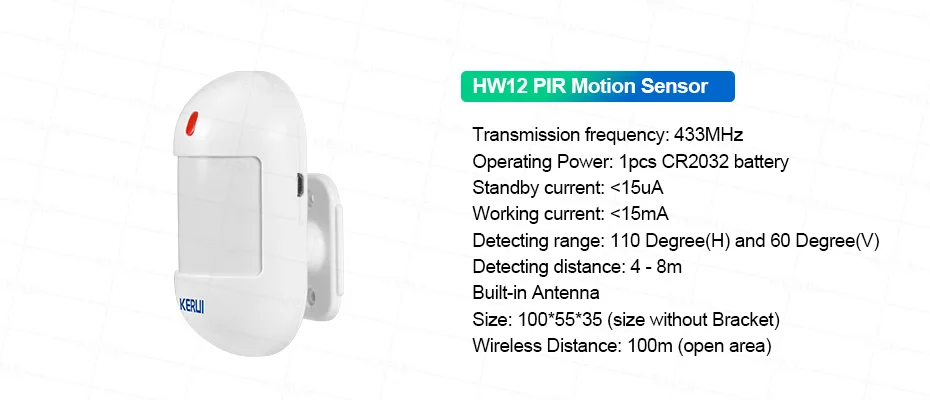 KERUI Tuya Alarmsystem 4G Kabelloses WLAN-Hausalarmsystem 433MHZ PIR-Sensoren Tuya Smart Life Sicherheitsschutz Alexa – Detail 21