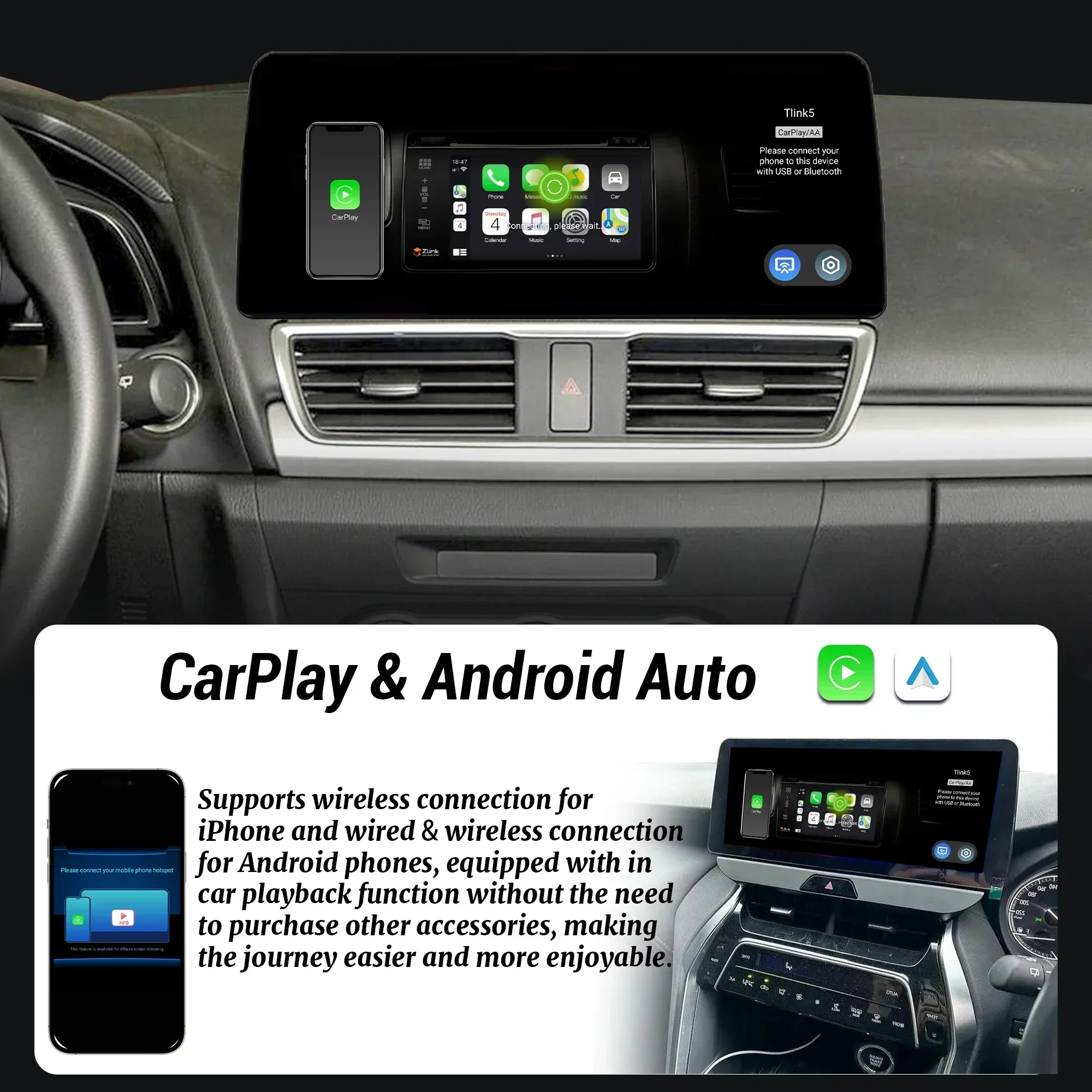 Radio para Auto de 12.3 Pulgadas para Lexus RX300 RX330 RX350 RX400h 2004-2007, Android 15, BT, Carplay, Navegación Multimedia, Pantalla de Unidad Principal 4
