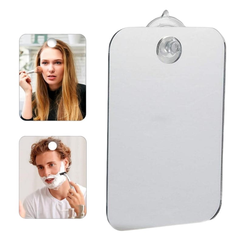 Acrylic Anti Fog Mirror Shower Shaving Fogless Mirror with Suction Cup Washroom Travel Accessories For Women Makeup Man Shaving