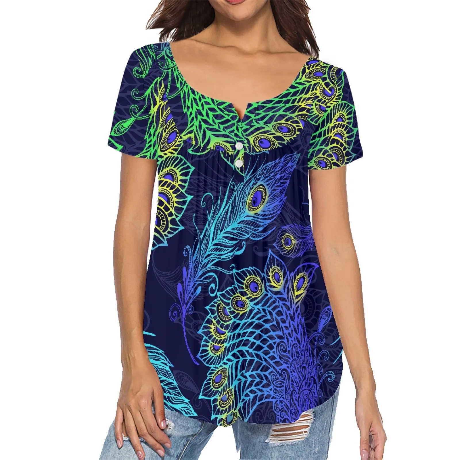 

Женский летний топ с V-образным вырезом и коротким рукавом