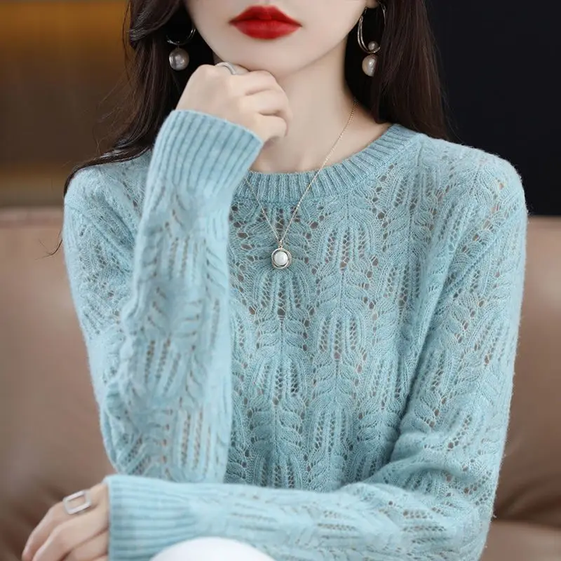 

Женский осенне-зимний кашемировый пуловер с круглым вырезом