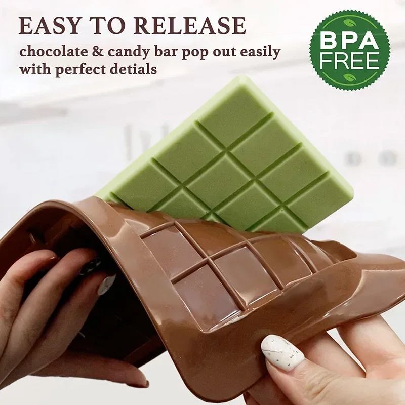 Silicone Non-Stick Chocolate and Fondant Bar Molds - BPA Free for Easy Release and Handmade Gifts