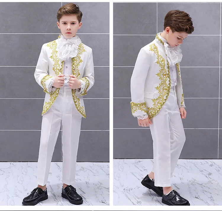 Kids Cosplay Costume Medieval Prince Costume Kids Medieval Prince Costume Child Boys King Cosplay Fancy Dress Tuxedo Suit Carnival Cosplay Costume Birthday Gift For Kids