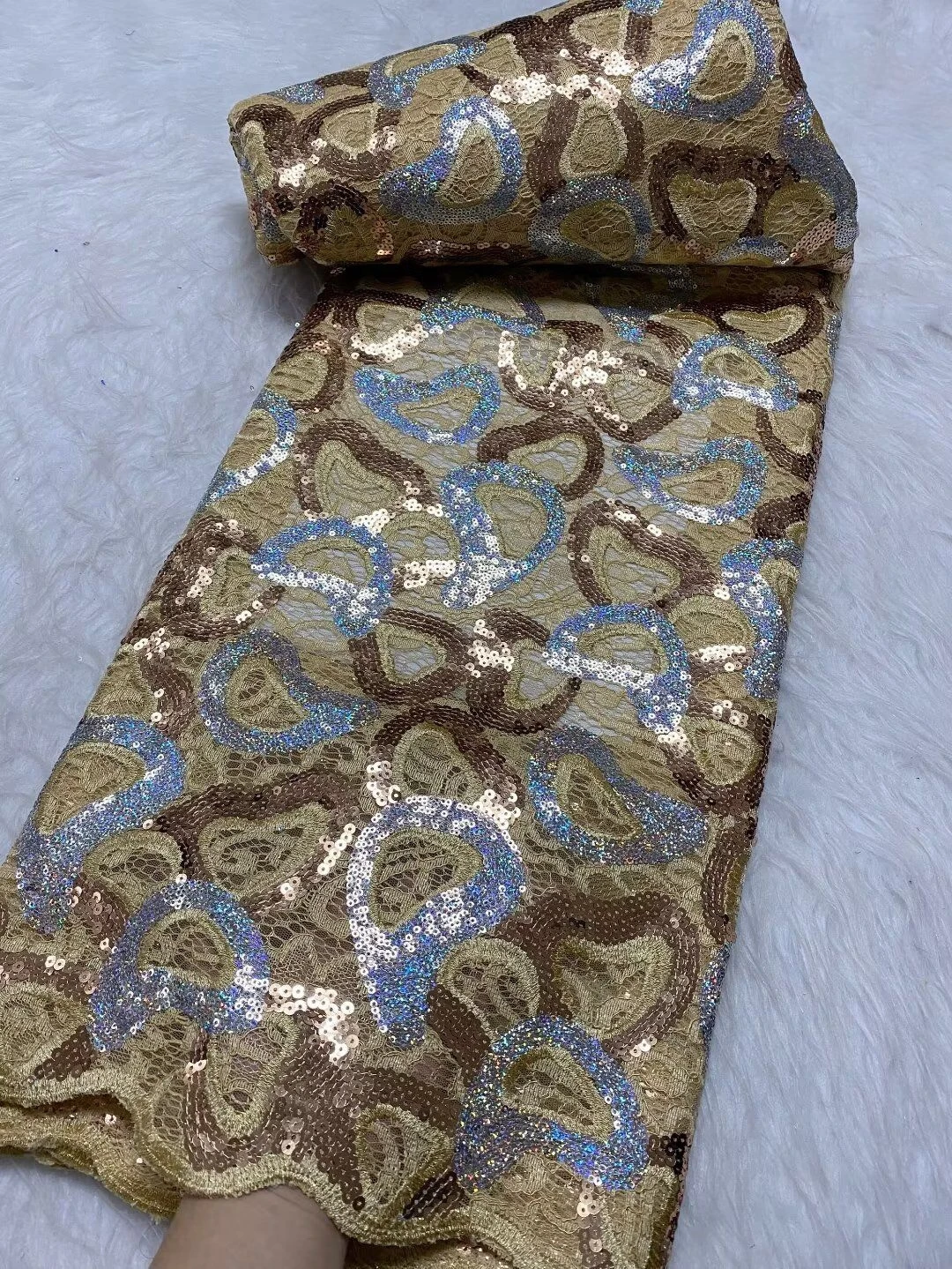 

2024 Высококачественная африканская нигерийская кружевная ткань, вышивка, тюль, чистый свадебное платье, гипюр, блестки для шитья бусин, 5 ярдов