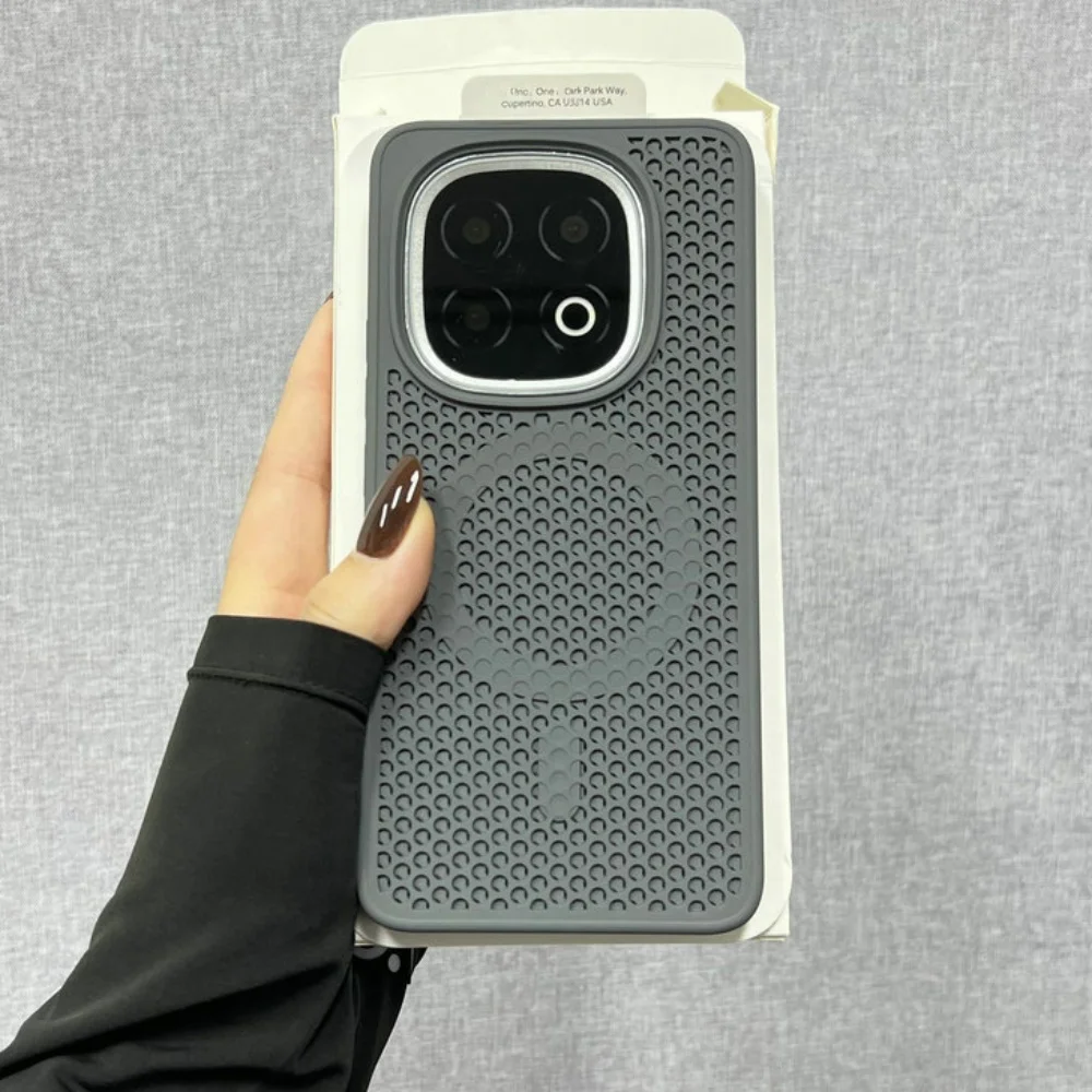 Breathable Magnetic Matte Hard Phone Case with Wireless Charging Compatibility