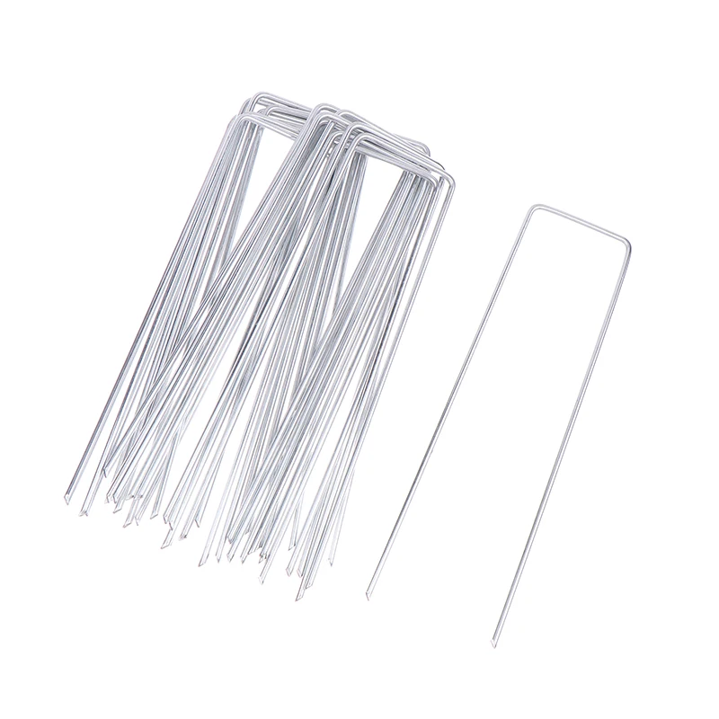 10/15cm Landscape Staples U-Shaped Garden Pins Stakes Heavy Duty Yard Lawn Tent Stakes Securing Pegs For Weed 20Pcs
