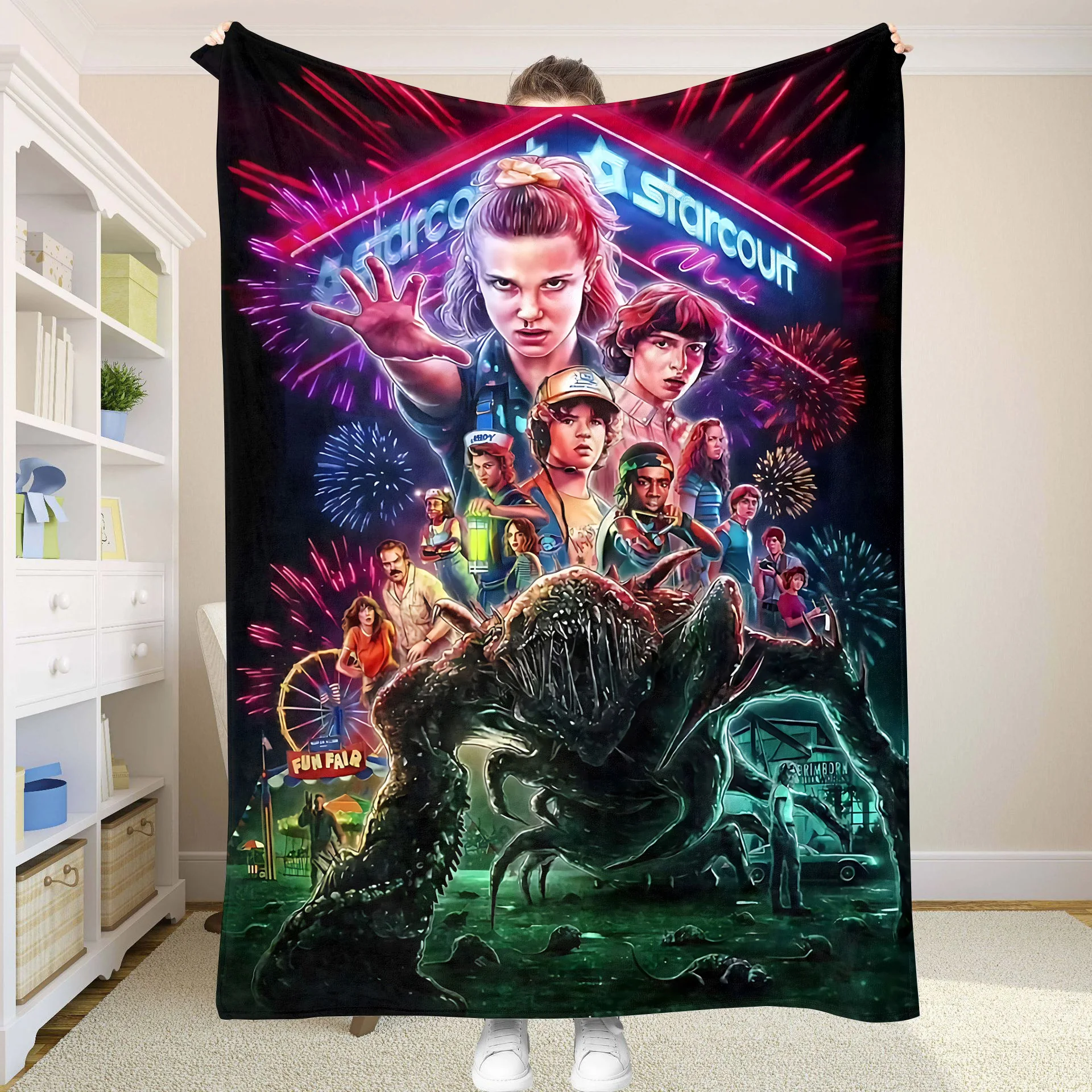 Stranger Things Custom Blanket Double Bed Blankets for Decorative Sofa Bedspread on the Bed Throw Blankets and Bedspreads Anime 4
