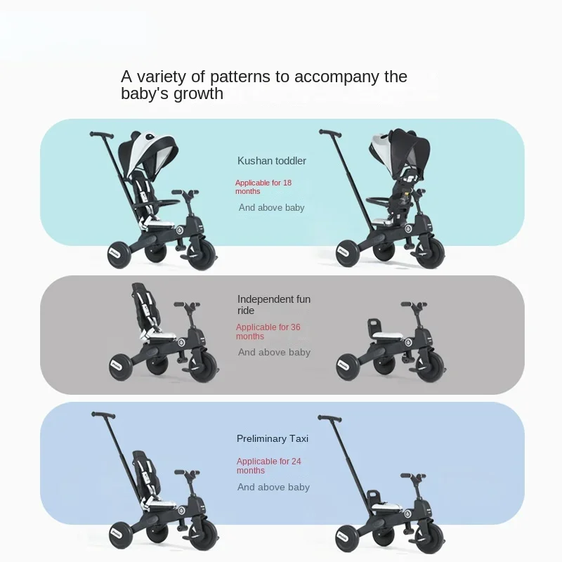 Children's Tricycle Multifunction Folding Baby Strollers Three Wheel Strollers Bidirectional Pram for Kids Trolley Baby Carriage