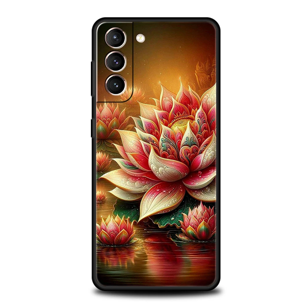 White Lotus Floral Soft TPU Phone Case Cover