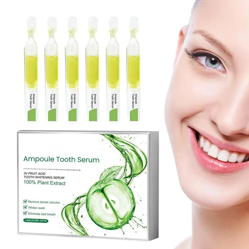 10Pcs Natural Mint Flavor Teeth Whitening Essence Oral Care Effective Remove Stains Teeth Cleaning Serum Ampoule Toothpaste