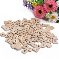 100 PCs Wooden Tiles Black Letters for Crafts 1