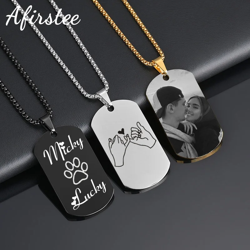 Gepersonaliseerde Rvs Dogtag Hanger Graveren Naam Ketting Custom Foto Plaat