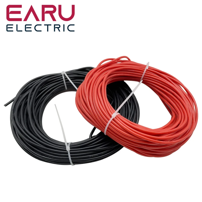 10Meters/Lot Heat-resistant Soft Electrical Silicone Wire Cable 8 10 12 14 16 18 20 22 24 26 28 30 AWG 5M Red and 5M Black Color