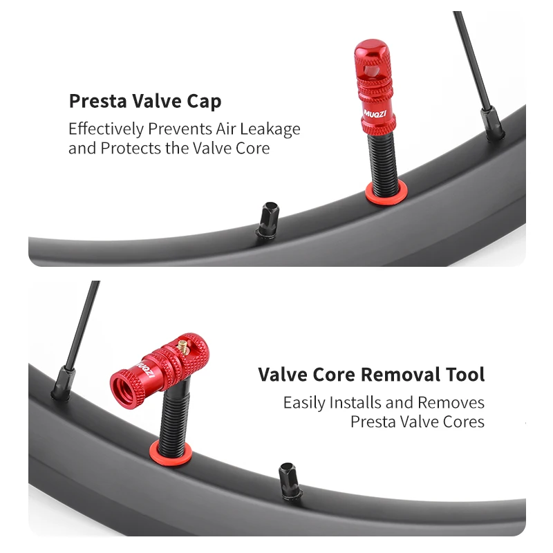 Valve Cap Presta with Valve Core Removal Function 2/4PCS Bike Tubeless Tire Stem MTB Accessories